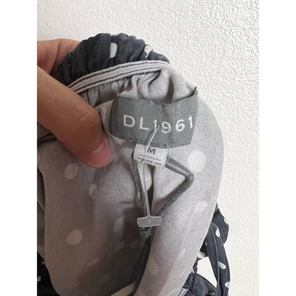 DL1961 Dennet Tie-Strap Polka-Dot Print Ruffled Cropped Tank Top Size Medium - Picture 9 of 11